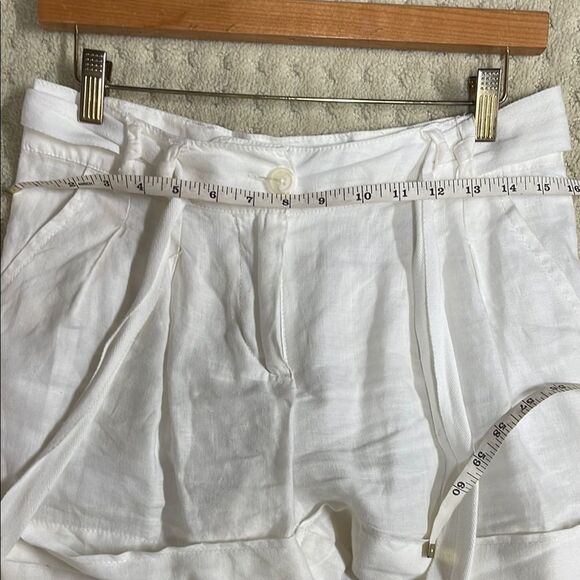 Tristan White Women’s Linen Shorts with Belt, Size 2 - Picture 4 of 5